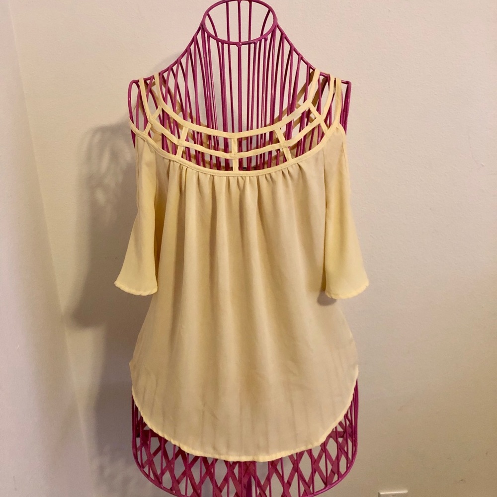 Light Yellow Shirt Cold Shoulder